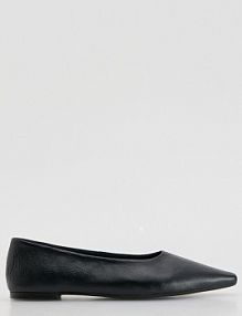 Baleriny z owczej skóry Reserved czarne damskie 743ID-99X