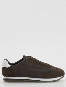 Sneakersy z łączonych materiałów Reserved ciemnobrązowe damskie 765ID-89X
