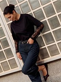 Baleriny z kokardą Reserved mahoniowe damskie 928FF-93X