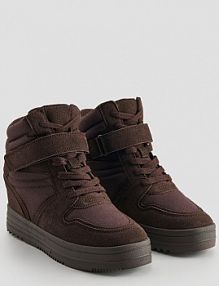 Brązowe sneakersy na koturnie House damskie 377JM-88X
