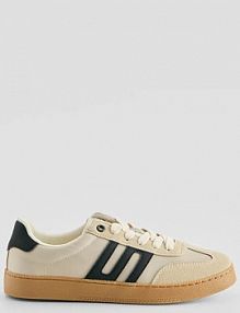 Jasnobeżowe sneakersy z czarnymi wstawkami House damskie 381JM-08X