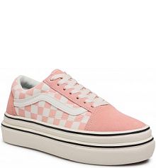 Półbuty na koturnie Vans różowe, białe Super Compycush O VN0A4UUN4ZR1 (Suede Canvas) Peachmshm