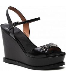 Sandały na koturnie Emporio Armani czarne 