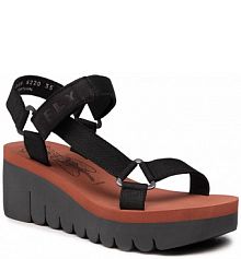 Sandały na koturnie Fly London czarne 