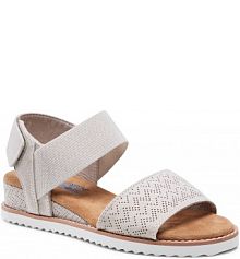 Sandały na koturnie Skechers beżowe 