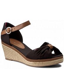 Sandały na koturnie Tommy Hilfiger czarne 