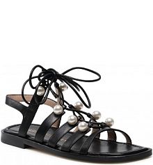 Sandały Stuart Weitzman czarne damskie Goldie Lace-Up S4569 Blk