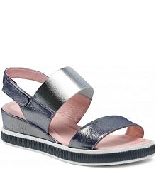 Sandały na koturnie Badura srebrne 