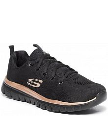 Półbuty sznurowane Skechers czarne damskie 