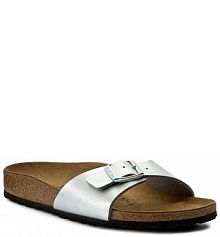 Klapki eleganckie Birkenstock srebrne damskie 