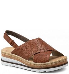 Sandały na koturnie Rieker brązowe 