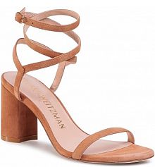 Sandały na słupku Stuart Weitzman brązowe Merinda Block S5579 Tan