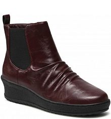 Botki na koturnie Clara Barson bordowy 
