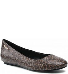 Baleriny Calvin Klein brązowe dziecięce Round Ballerina Mono HW0HW00624 Brown Mono 0HD