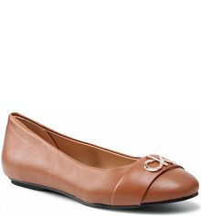 Baleriny Calvin Klein brązowe dziecięce Round Ballerina W/Hdw HW0HW00626 Caramel GBN