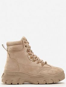 Beżowe Botki Traperki Chester vices damskie