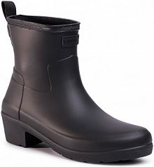 Botki Hunter czarne damskie Refined Low Heel Ankle Biker Black