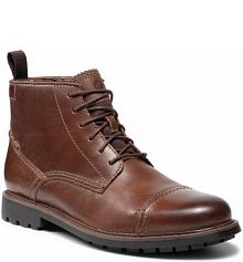 Kozaki Clarks brązowe dziecięce Bowzer Cap 261638477 Tan Leather