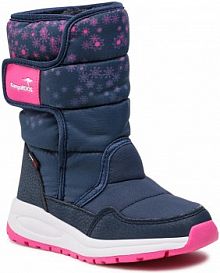 Śniegowce KangaRoos granatowe dziecięce K-Fluff Rtx 184 000 4204 M Dk Navy/Daisy Pink