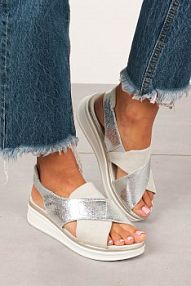 Sandały Sergio Leone srebrne,  szare damskie