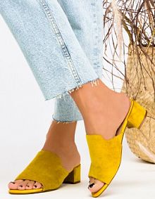 Klapki eleganckie Sergio Leone żółte damskie