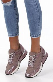 Sneakersy Sergio Leone beżowe,  różowe damskie