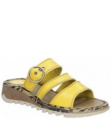 Klapki na koturnie Fly London żółte