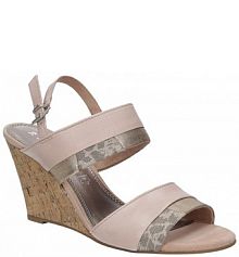 Sandały na koturnie Marco Tozzi różowe