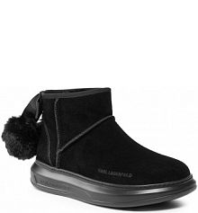 Śniegowce KARL LAGERFELD czarne dziecięce KL44542 Black Suede/Textile